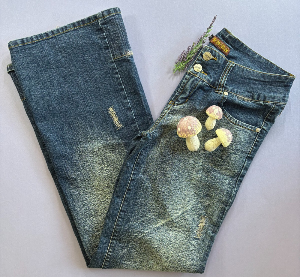 BUBBLEGUM Medium Wash Low-Rise Flared Retro Style Jeans SZ 10 Y2K